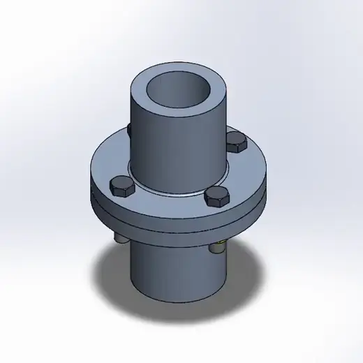 Bolted rigid flange coupling with four hex bolts and nuts